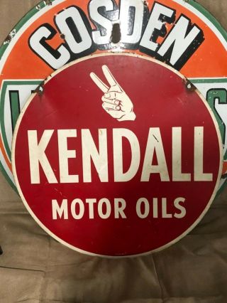 Double Sided Painted Kendall Motor Oils Sign Gas And Oil