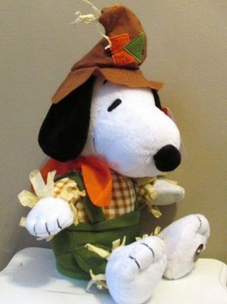 Snoopy Thanksgiving Scarecrow Plush 12 " Sound & Motion W/tag