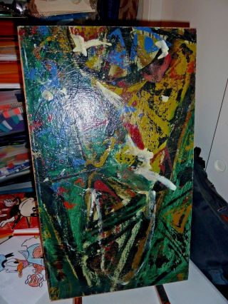Abstract Expressionist Oil Painting from the 60 ' s Signed but ? 4