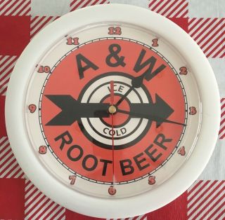 A&w Root Beer Soda Fountain Diner Kitchen Bar Advertising White Wall Clock Sign