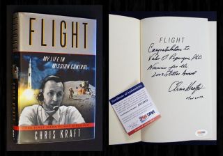Psa/dna Chris Kraft Signed - Flight: My Life In Mission Control,  Nasa Apollo 3