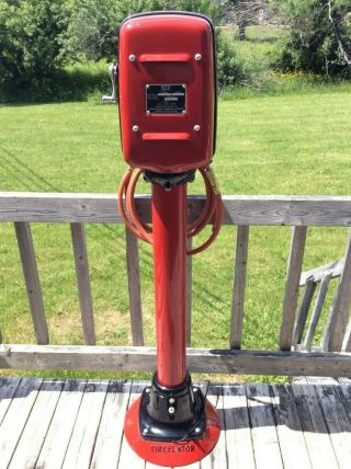 OLD ECO AIR METER TIREFLATOR WITH POST AND HEAVY STABLE BASE RED INDIAN COLORS 3