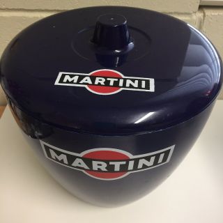 Vintage Martini Blue Ice Bucket - Made in Torino Italy - 20cm high - Mancave 2