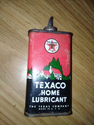 Vintage Texaco Home Lubricant 4 Oz Lead Top Tin Can Texas Company 4 Oz