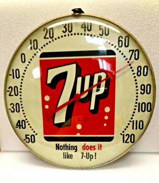 Orhginal 1940s “nothing Does It Like 7 - Up” 7 Up Thermometer Sign Work