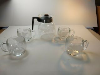 Vintage Nescafe Nestle World Globe Clear Glass Coffee Tea Mug Cup 6oz Set