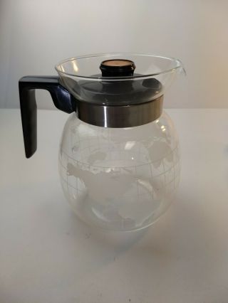 Vintage Nescafe Nestle World Globe Clear Glass Coffee Tea Mug Cup 6oz Set 2