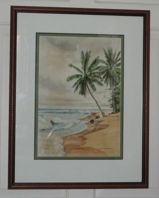 Certified $6800 C.  W Cost Watercolor Tropical Seascape Impressionist Painting