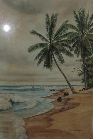 Certified $6800 C.  W Cost Watercolor Tropical Seascape Impressionist Painting 4