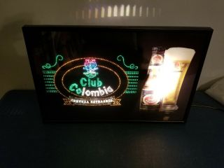(l@@k) Club Colombia Beer Motion Moving Fiber Optic Light Up Sign Anheuer Busch