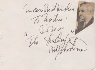 William Bill Johnstone The Shadow On Radio Rare Signed Autograph 1940s Otr