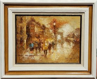 Listed Donald Barton 1903 - 1990 Impressionist Oil Painting Paris Street Scene