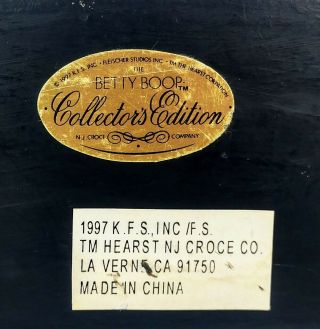Betty Boop Collector ' s Edition Black Desk Clock - RARE & - NJ Croce Co 6