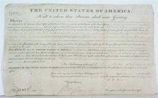 1827 President John Quincy Adams Signed Document - Indiana Territory Land Grant