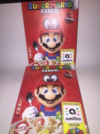 2x Mario Odyssey Cereal Limited Edition Nintendo Amiibo 8.  4 Oz