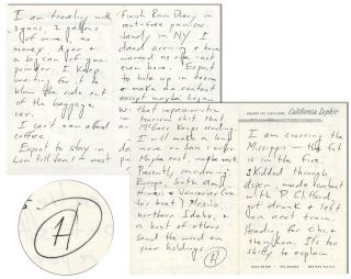Hunter S.  Thompson Autograph Letter Signed,  Traveling