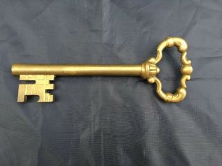 Large Antique French Corkscrew Brass Castel Key