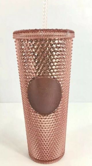 Starbucks Pink Jeweled Tumbler 24oz 2019 Rose Gold Radiant Iridescent Sparkling