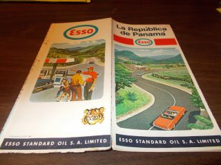 1969 Esso Panama Vintage Road Map / Cover Art