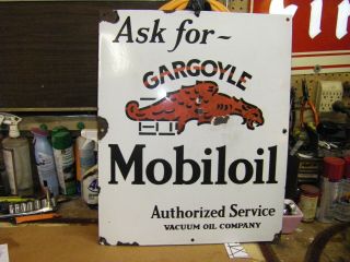 Porcelain Ask For Mobil Oil Sign 19 By 24 In.