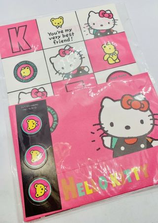 Vintage Hello Kitty Rare Stationery Neon 1991 With Stickers