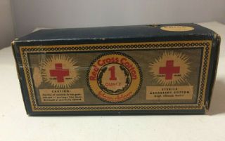 Vintage Red Cross 1 Ounce Cotton Sterile Gauze Johnson & Johnson Old Stock