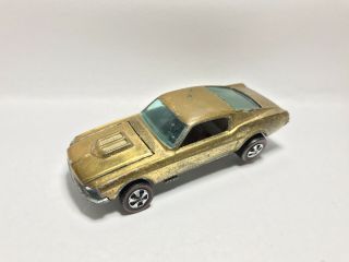 Hot Wheels Redline 1968 Custom Mustang Gold With Brown Interior (Hong Kong) 2