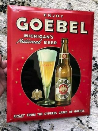 Goebel Beer Toc Tin Over Cardboard Brewery Sign,  Detroit Mi Michigan 1950 