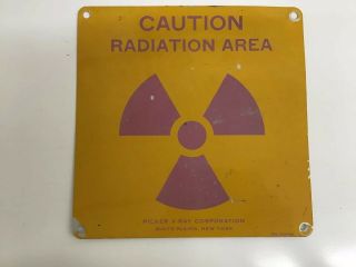Vintage " Caution Radiation Area " Picker X - Ray Corporation Metal Sign