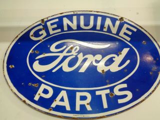 1930 ' s FORD DOUBLE SIDED PORCELAIN SIGN OIL GARAGE SIGN PARTS 4