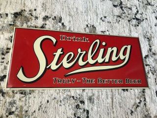 Sterling Beer Toc Tin Over Cardboard Brewery Sign,  Evansville In Indiana 1950 