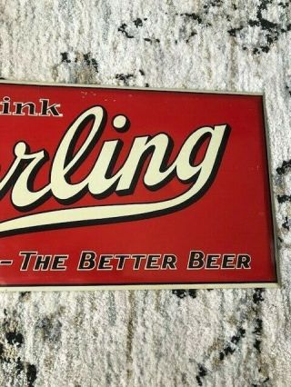STERLING BEER TOC Tin Over Cardboard Brewery Sign,  Evansville IN Indiana 1950 ' s 3