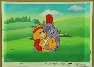 Care Bears Orig Hand Painted Production Animation Cel & Painted Background 26 - 28