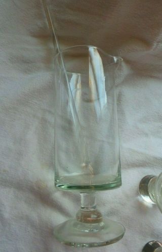 Vintage Clear Glass Martini Pitcher with Spout with Stirrer and 4 Glasses 3
