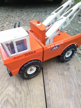 Vintage Mighty - Tonka Aa Wrecker Tow Truck Xmb - 975 1973 Orange Aa 24 Hr Service