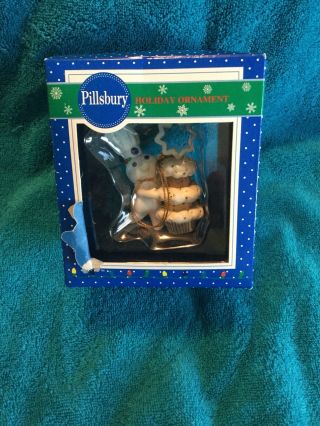 1997 Pillsbury Doughboy Matrix Christmas Holiday 3 Tier Cupcake Ornament - Nib