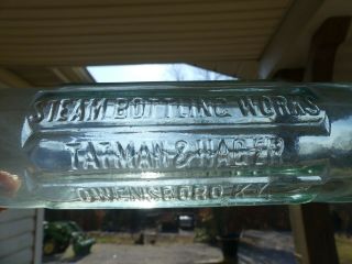 Embossed Hutchinson Bottle Tatman & Hager Steam Bottling Owensboro Ky