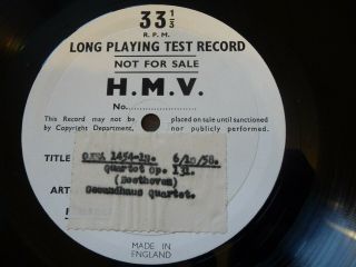 Unreleased Test Press Gewandhaus Quartet Beethoven Op 131 Hmv 1958 10  Lp