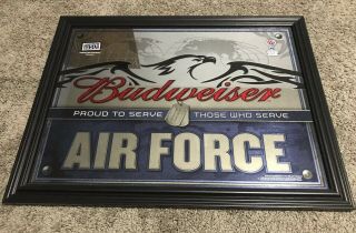 Budweiser Air Force Military Mirror Sign Proud To Serve Those Who Serve Neon Tin