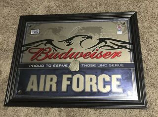 Budweiser Air Force Military Mirror Sign Proud To Serve Those Who Serve Neon Tin 2