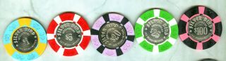 Silver Bird Casino (las Vegas) (5) Chips (su) ($1 - $5 - $20 - $25 - $100).  Xls