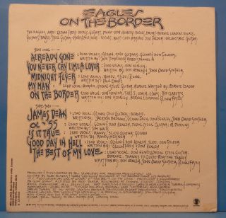 EAGLES ON THE BORDER VINYL LP 1974 PRESS VG,  /VG,  B 2