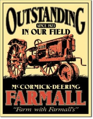 International Harvester Outstanding Farm Farmall Tractor Retro Wal Metal Sign