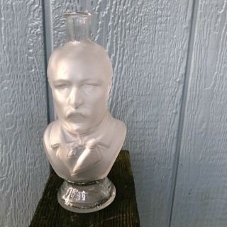 President Grover Cleveland Figural Bust Bottle With Pontil Scar.  1884 French