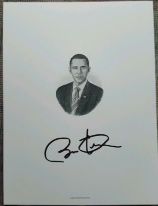 Pres.  Barack Obama Hand Signed Official Bureau Of Engraving Print Autographed