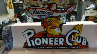 Old " Pioneer Club Casino " Large Heavy Porcelain Sign,  (30 " X 20),