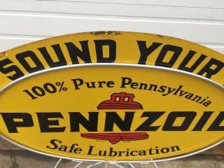 1960 Pennzoil Oil Display Rack Sound Your Z (Not Porcelain) Sign,  NOS 5