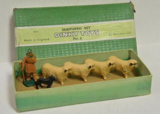 Meccano England Dinky Toys 6 Shepherd Set W/ Dog Sheep 54 - 56 Usa Hornby Rare