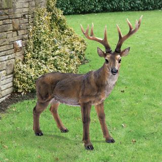 Four Point Buck Sculpture Realistic Large Scale Deer Statue Wildlife Yard