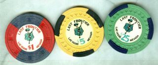 Last Frontier Casino (las Vegas) (3) Chips ($1 - $5 - $25) (su) (n1654 - 71 - 53)